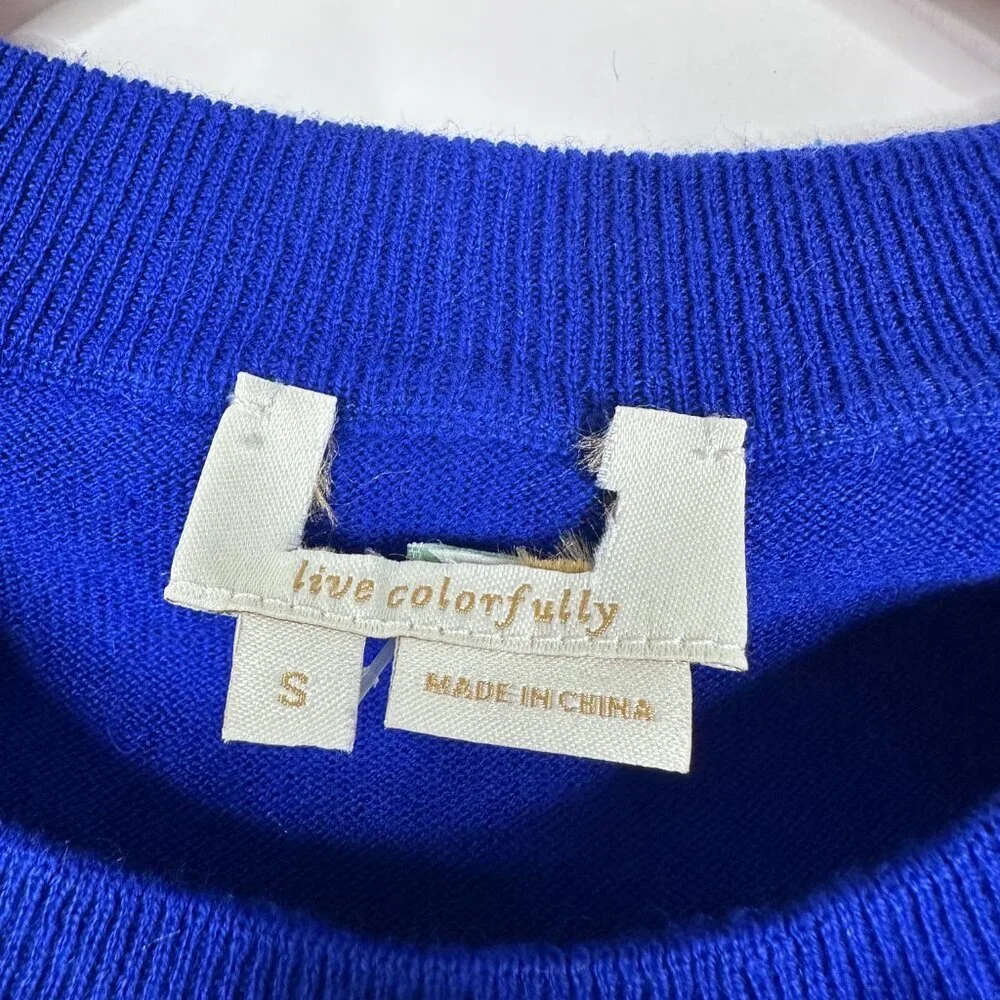 2/$30 Kate Spade Silk Cashmere Blend Tassel Pompom Neck Knit Top Cobalt #A1269
